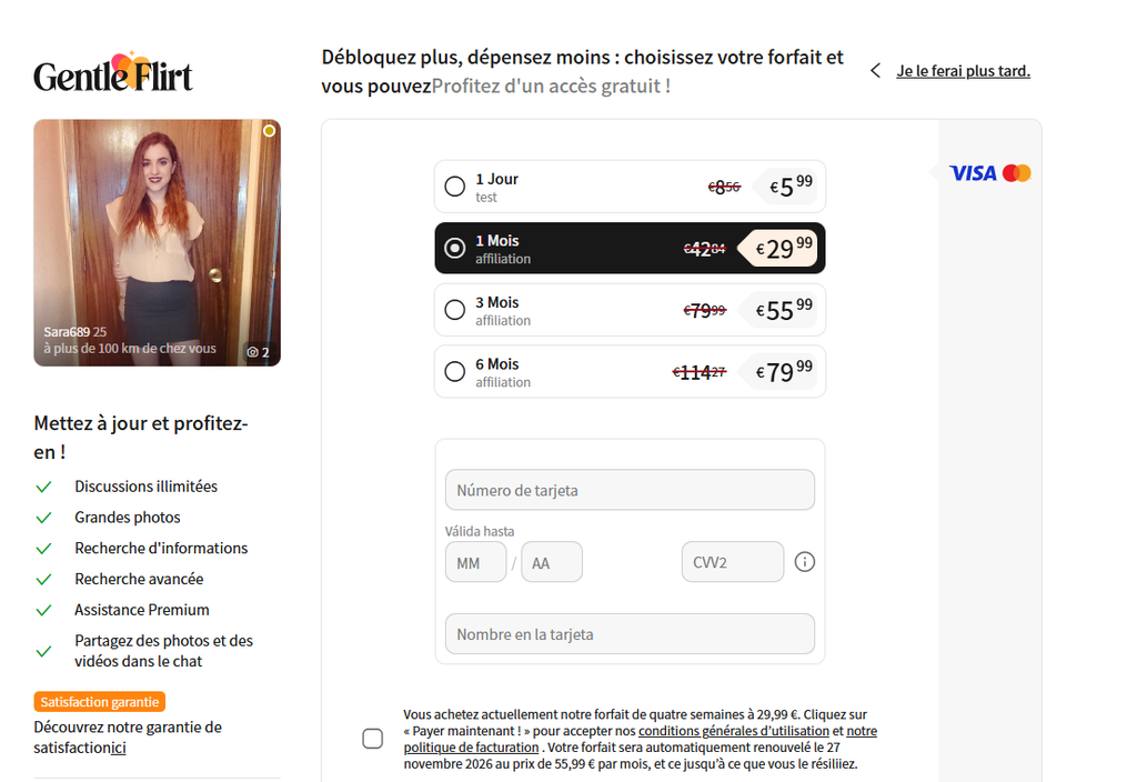 Combien coûte GentleFlirt